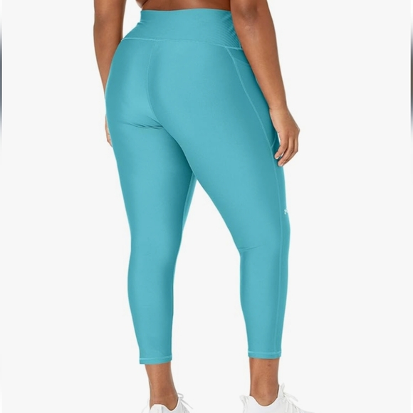 Under Armour Women Active HeatGear High Rise Ankle Leggings No-Slip Turquoise S - Picture 2 of 2